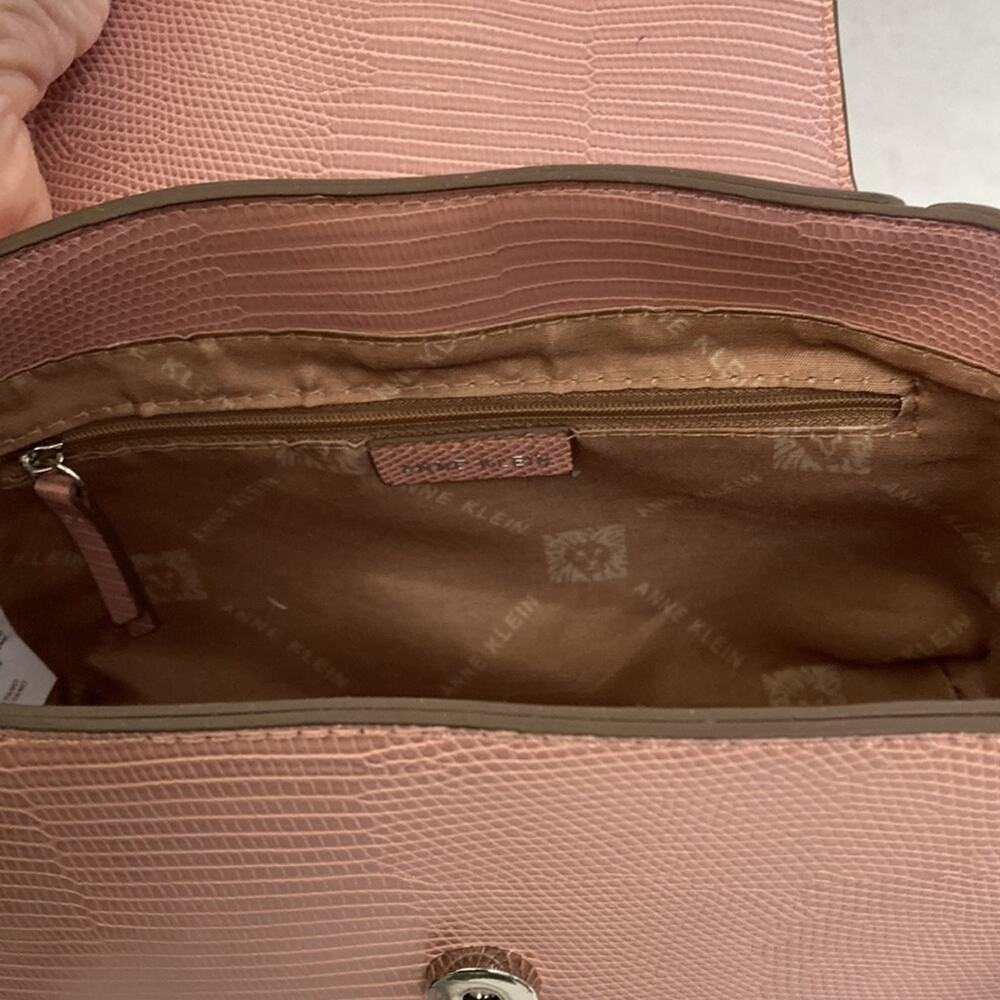 Anne Klein PU Satchel Purse Pocketbook Dusty Rose Carry Handle & Shoulder Strap - Picture 6 of 10